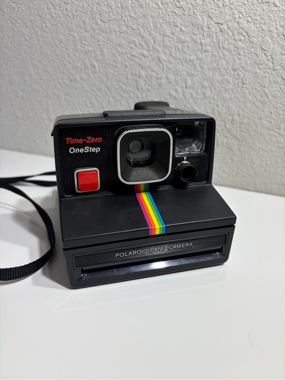 Vintage Polaroid Black Land Instant Film Camera with Rainbow Stripe